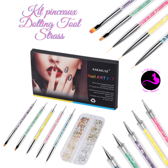 Kit pinceaux Dotting Tool strass